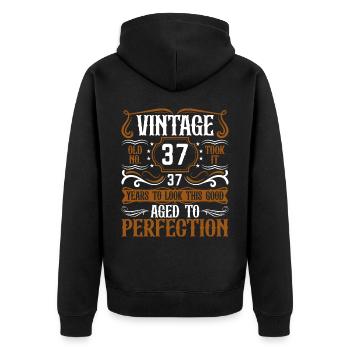 37e anniversaire Vintage Rétro - Veste à capuche bio Premium Unisexe - noir - Dos - Nico (187cm)