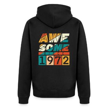 1972 Anniversaire Né Année de naissance millésime - Veste à capuche bio Premium Unisexe - noir - Dos - Nico (187cm)