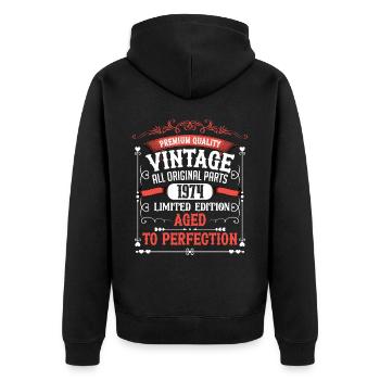1974 Année de naissance Né Anniversaire Vintage - Veste à capuche bio Premium Unisexe - noir - Dos - Nico (187cm)
