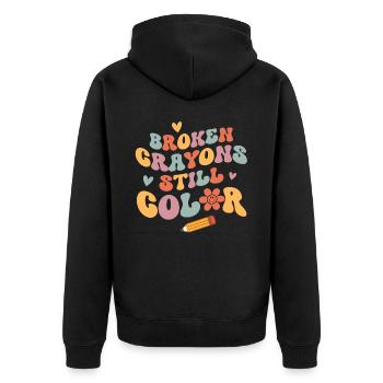 Psychische Gesundheit Mental Health - Unisex Premium Bio Zip Hoodie - Schwarz - Hinten - Nico (187cm)