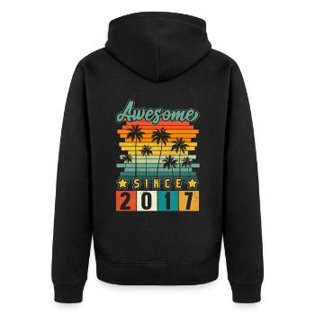 2017 Geboren Geburtstag Geburtsjahr Vintage - Unisex Premium Bio Zip Hoodie - Schwarz - Hinten - Nico (187cm)