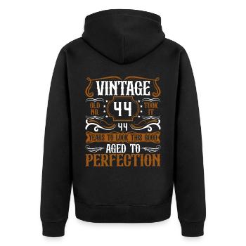 44th Birthday Vintage Retro - Unisex Premium Organic Zip Hoodie - black - Back - Nico (187cm)
