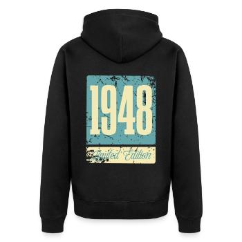 1948 Anniversaire de naissance Année de naissance - Veste à capuche bio Premium Unisexe - noir - Dos - Nico (187cm)
