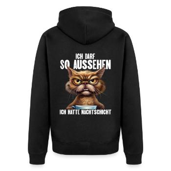Ich Darf So Aussehen Ich Hatte Nachtschicht - Unisex Premium Bio Zip Hoodie - Schwarz - Hinten - Nico (187cm)