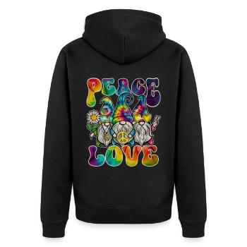 Hippie Gnomes Peace Tie Dye - Unisex Premium Bio Zip Hoodie - Schwarz - Hinten - Nico (187cm)