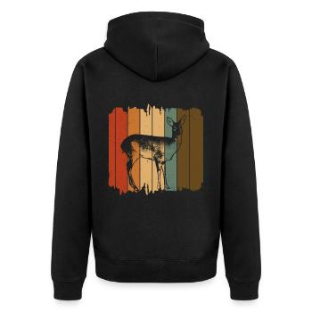 Reh - Unisex Premium Bio Zip Hoodie - Schwarz - Hinten - Nico (187cm)