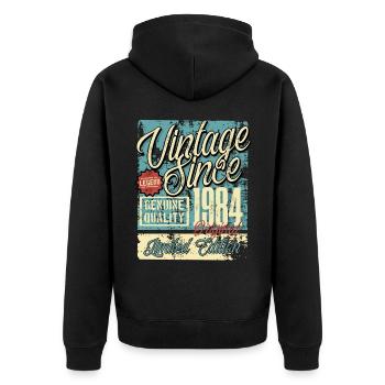 1984 Birthday vintage Retro Legend - Unisex Premium Organic Zip Hoodie - black - Back - Nico (187cm)