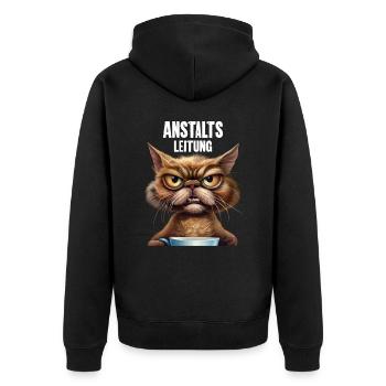 Anstaltsleitung - Unisex Premium Bio Zip Hoodie - Schwarz - Hinten - Nico (187cm)