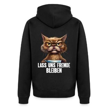 Lass Uns Fremde Bleiben - Unisex Premium Bio Zip Hoodie - Schwarz - Hinten - Nico (187cm)