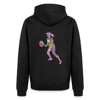 Padel tennis player colorful Padel tennis padel - Unisex Premium Organic Zip Hoodie - black - Back - Nico (187cm)