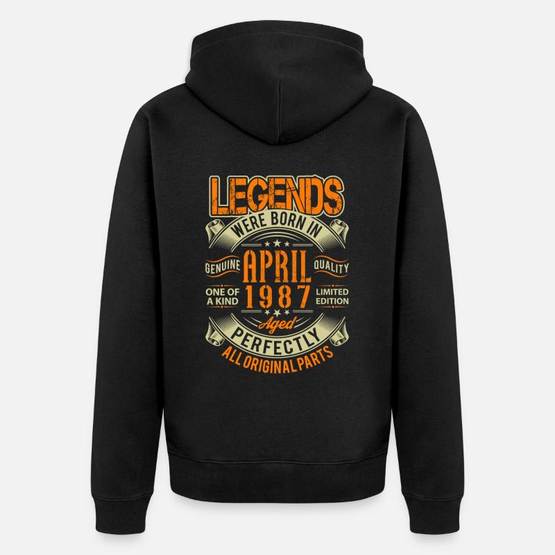 1987 Légende de l’anniversaire d’avril - Veste à capuche bio Premium Unisexe - noir