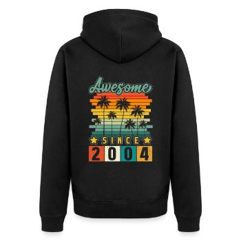 Né(e) en 2004 Anniversaire Année de naissance Millésime - Veste à capuche bio Premium Unisexe - noir - Dos - Nico (187cm)