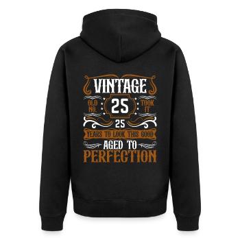 25e anniversaire Vintage Rétro - Veste à capuche bio Premium Unisexe - noir - Dos - Nico (187cm)