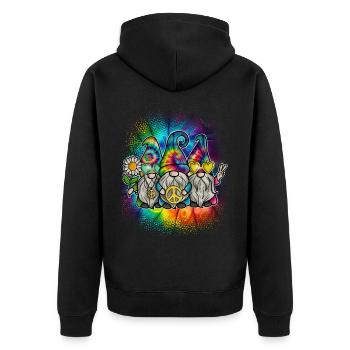 Hippie Gnomes Peace Tie Dye - Unisex Premium Bio Zip Hoodie - Schwarz - Hinten - Nico (187cm)