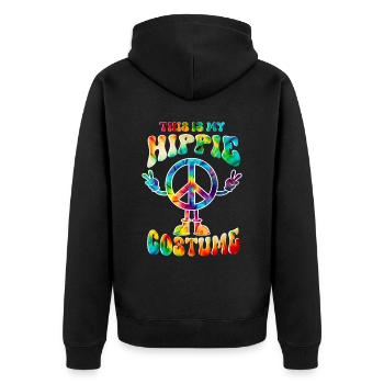 Hippie Kostüm Peace Love Tie Dye - Unisex Premium Bio Zip Hoodie - Schwarz - Hinten - Nico (187cm)
