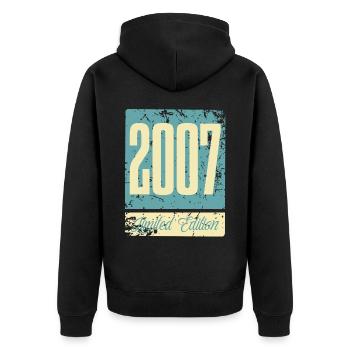 2007 Anniversaire de naissance Année de naissance - Veste à capuche bio Premium Unisexe - noir - Dos - Nico (187cm)