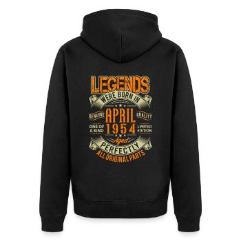 1954 April Geburtstag Legende - Unisex Premium Bio Zip Hoodie - Schwarz - Hinten - Nico (187cm)