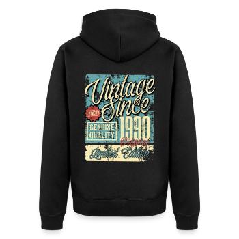 1990 Birthday vintage Retro Legend - Unisex Premium Organic Zip Hoodie - black - Back - Nico (187cm)