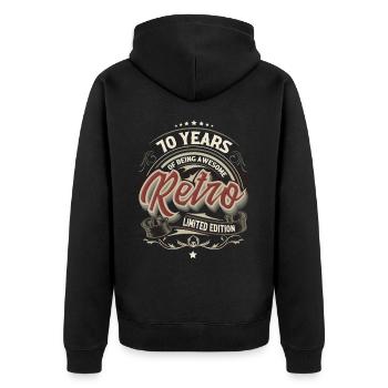 70. Geburtstag Retro Vintage Of Being Awesome - Unisex Premium Bio Zip Hoodie - Schwarz - Hinten - Nico (187cm)