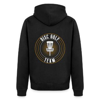 Discgolf Disc Golf Team - Unisex Premium Bio Zip Hoodie - Schwarz - Hinten - Nico (187cm)