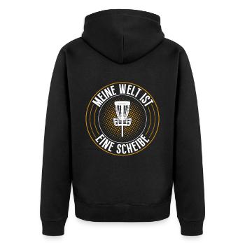 Discgolf Disc Golf - Unisex Premium Bio Zip Hoodie - Schwarz - Hinten - Nico (187cm)