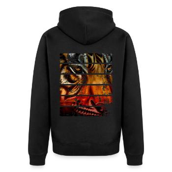 Tiger - Unisex Premium Organic Zip Hoodie - black - Back - Nico (187cm)