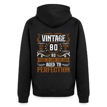 80e anniversaire Vintage Rétro - Veste à capuche bio Premium Unisexe - noir - Dos - Nico (187cm)