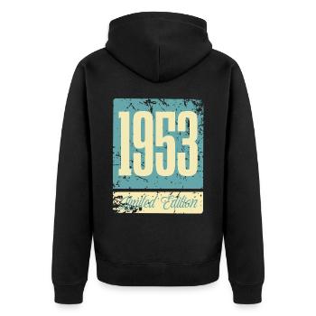 1953 Anniversaire de naissance Année de naissance - Veste à capuche bio Premium Unisexe - noir - Dos - Nico (187cm)