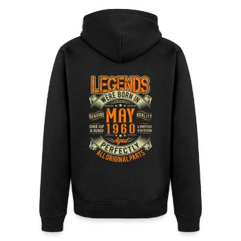 1960 Mai Geburtstag Legende - Unisex Premium Bio Zip Hoodie - Schwarz - Hinten - Nico (187cm)