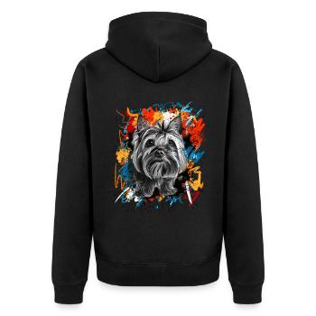 Yorkshire Terrier - Unisex Premium Organic Zip Hoodie - black - Back - Nico (187cm)