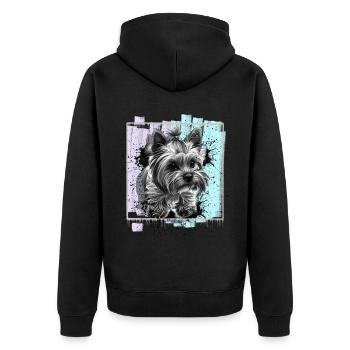 Yorkshire Terrier - Unisex Premium Organic Zip Hoodie - black - Back - Nico (187cm)