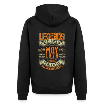1978 Mai Geburtstag Legende - Unisex Premium Bio Zip Hoodie - Schwarz - Hinten - Nico (187cm)