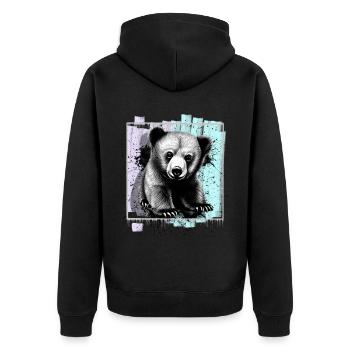 Bear - Unisex Premium Organic Zip Hoodie - black - Back - Nico (187cm)