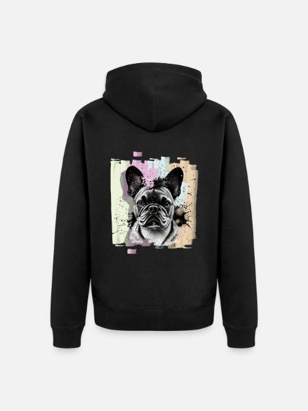 French Bulldog Frenchie - Unisex Premium Organic Zip Hoodie - black