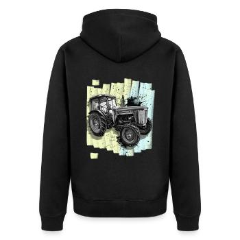 Traktor Landwirtschaft Landwirt - Unisex Premium Bio Zip Hoodie - Schwarz - Hinten - Nico (187cm)