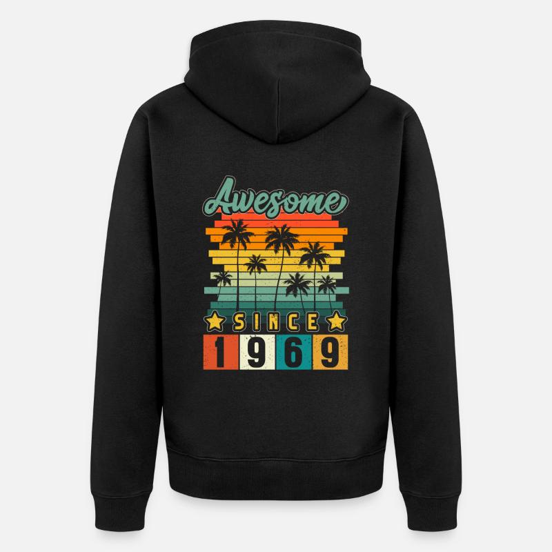 1969 Anniversaire Naissance Millésime - Veste à capuche bio Premium Unisexe - noir