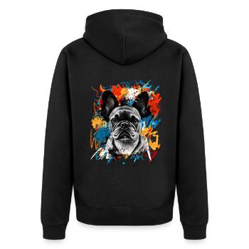Bouledogue français - Veste à capuche bio Premium Unisexe - noir - Dos - Nico (187cm)