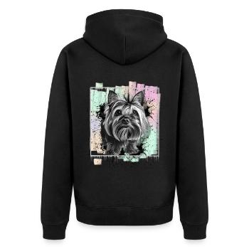 Yorkshire Terrier Yorkie - Unisex Premium Organic Zip Hoodie - black - Back - Nico (187cm)