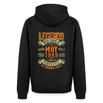 1989 Mai Birthday Legend - Veste à capuche bio Premium Unisexe - noir - Dos - Nico (187cm)