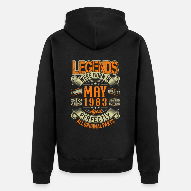 1983 Mai Birthday Legend - Veste à capuche bio Premium Unisexe - noir
