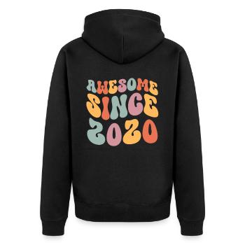 2020 Vintage Birthday Groovy Vintage Retro - Unisex Premium Organic Zip Hoodie - black - Back - Nico (187cm)