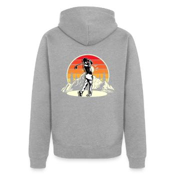 Golfeurs de golf - Veste à capuche bio Premium Unisexe - gris chiné - Dos - Nico (187cm)
