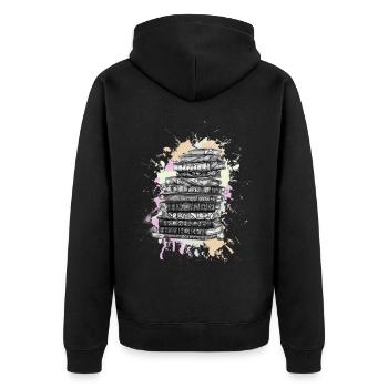 Lesen Bücher Buch - Unisex Premium Bio Zip Hoodie - Schwarz - Hinten - Nico (187cm)