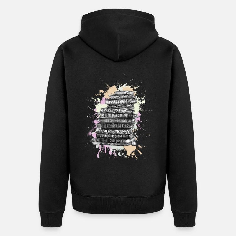 Lesen Bücher Buch - Unisex Premium Bio Zip Hoodie - Schwarz