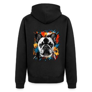 Bouledogue français - Veste à capuche bio Premium Unisexe - noir - Dos - Nico (187cm)
