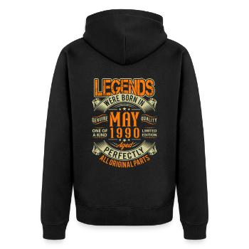 1990 Mai Geburtstag Legende - Unisex Premium Bio Zip Hoodie - Schwarz - Hinten - Nico (187cm)
