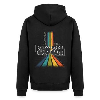 2021 Vintage Birthday Groovy Vintage Retro - Unisex Premium Organic Zip Hoodie - black - Back - Nico (187cm)