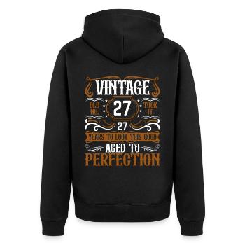 27e anniversaire Vintage Rétro - Veste à capuche bio Premium Unisexe - noir - Dos - Nico (187cm)