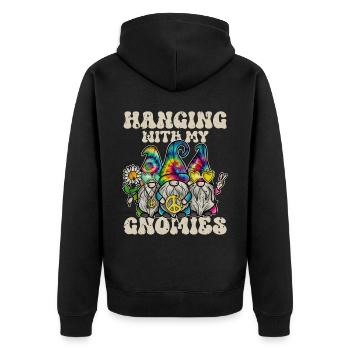 Hippie Gnomes Peace Tie Dye - Unisex Premium Bio Zip Hoodie - Schwarz - Hinten - Nico (187cm)