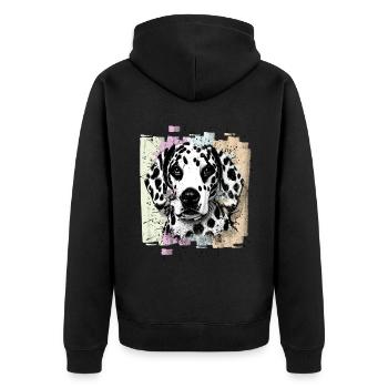 Dalmatian - Unisex Premium Organic Zip Hoodie - black - Back - Nico (187cm)